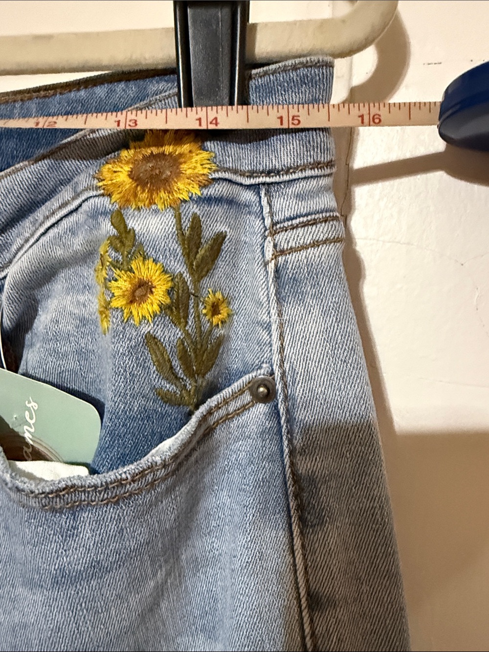 Oli & Hali Light Blue Flare Jeans with Yellow Sunflower Embroidery - Picture 12 of 14